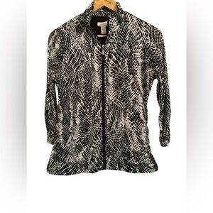 Chicos animal print zip up top jacket size 0 / 4-6
